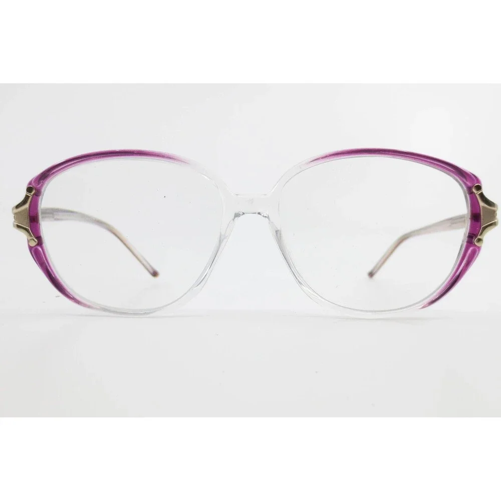WP 5100 LI Purple Clear Round Eyeglass Frames Gold Tone Accents Vintage